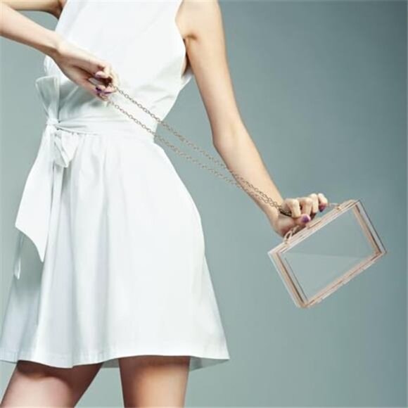 COMPLETELY CLEAR Transparent Clutch Purse Women's Novelty Hand Bag - Picture 6 of 6